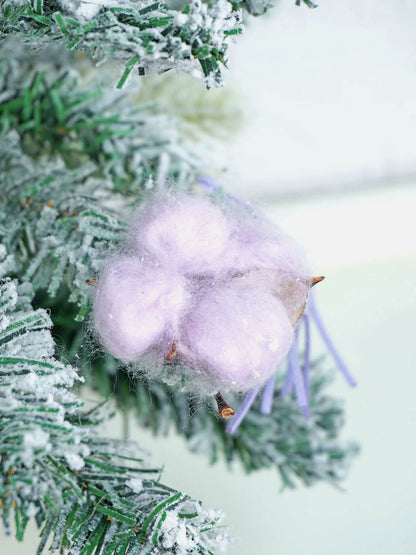 3 feet Pastel Purple Swirl Snowy Bushy Christmas Tree filled with balls and ornament Fillers