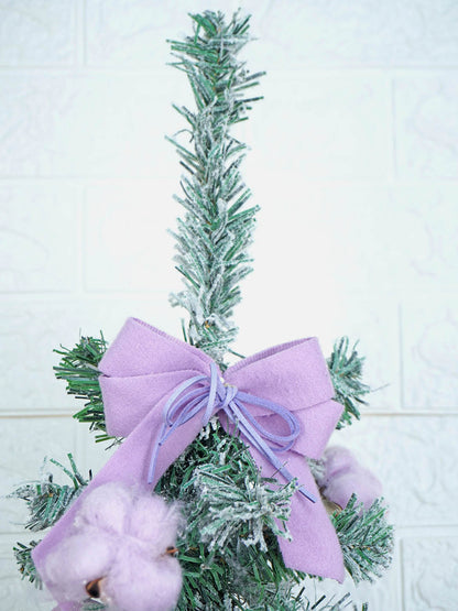 3 feet Pastel Purple Swirl Snowy Bushy Christmas Tree filled with balls and ornament Fillers