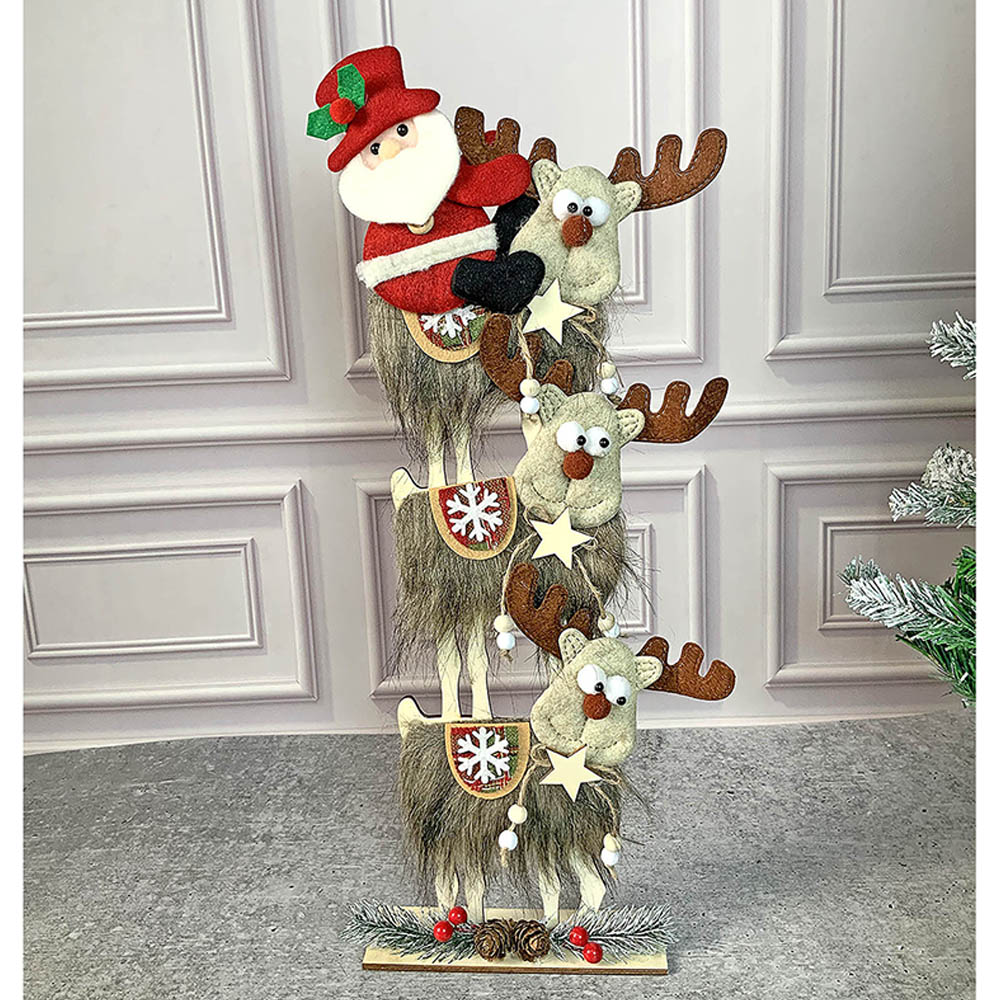 3tier Wooden MDF Stacked Reindeer & Santa christmas Home and Office Décor