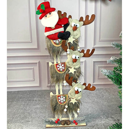 3tier Wooden MDF Stacked Reindeer & Santa christmas Home and Office Décor