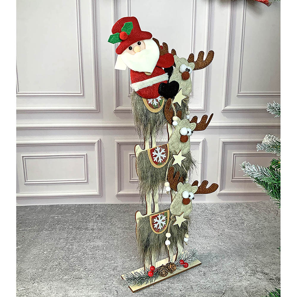 3tier Wooden MDF Stacked Reindeer & Santa christmas Home and Office Décor