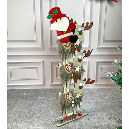 3tier Wooden MDF Stacked Reindeer & Santa christmas Home and Office Décor