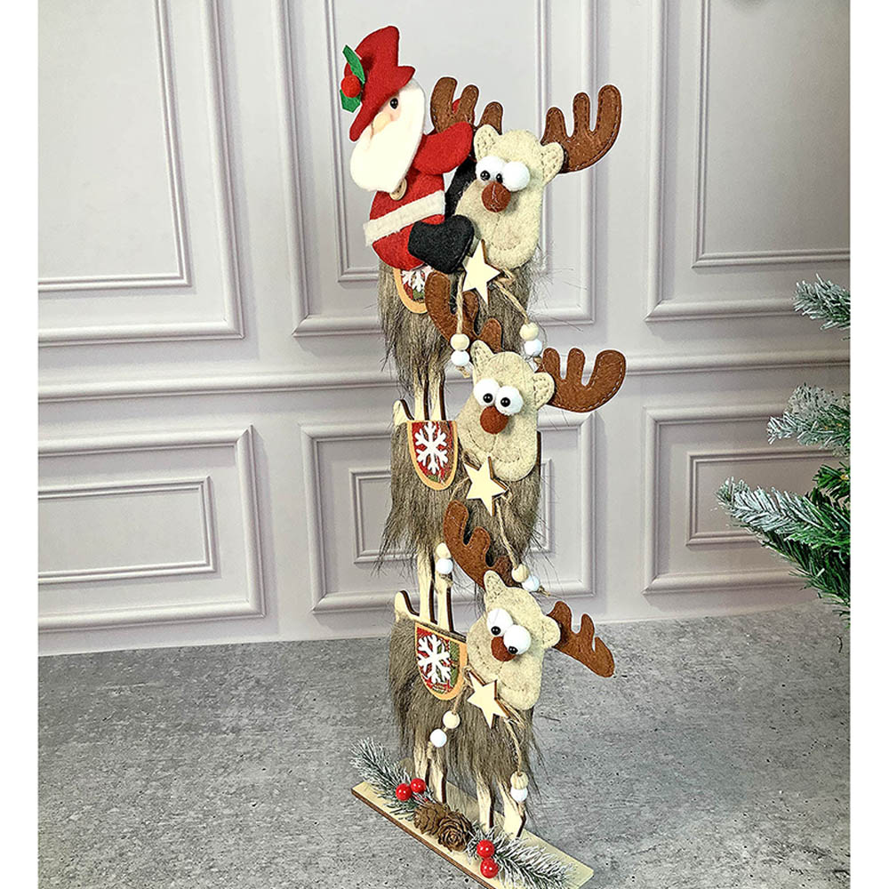 3tier Wooden MDF Stacked Reindeer & Santa christmas Home and Office Décor