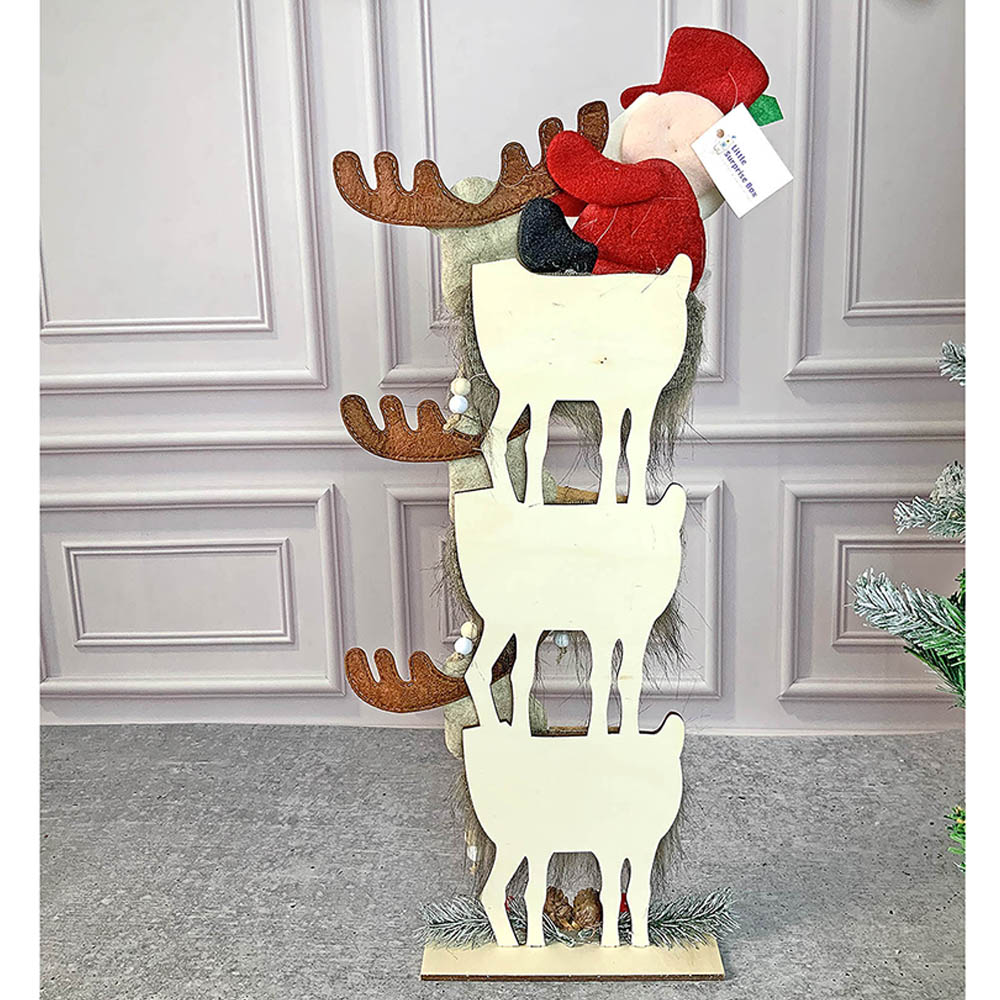 3tier Wooden MDF Stacked Reindeer & Santa christmas Home and Office Décor