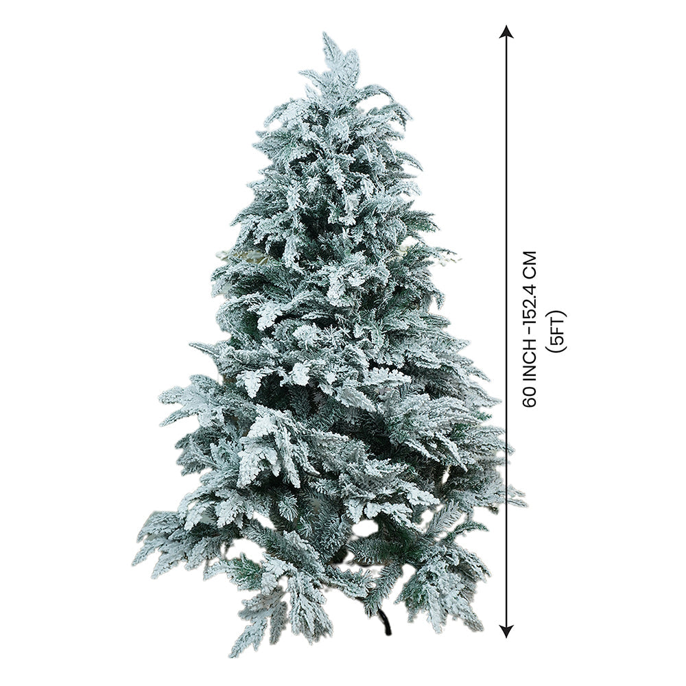 5 feet Snowy Large Leaves Artificial Christmas Tree Christmas Décor