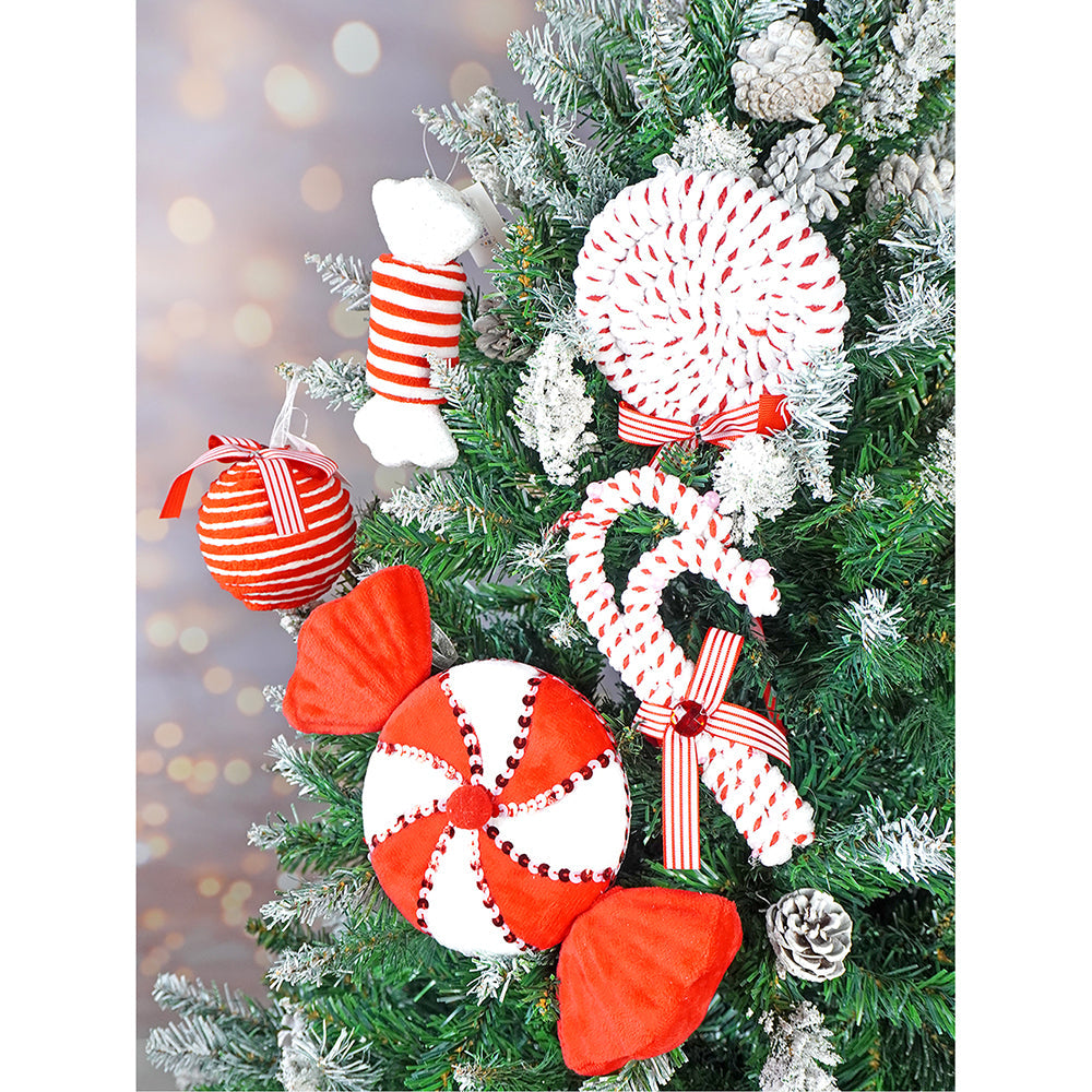 5 pcs Red Candyland themed big size Christmas Tree Ornaments