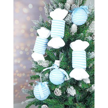 6 pcs Trio Pastel Blue Candy land themed Christmas Tree Ornaments