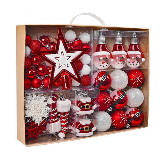 70 pcs Red & White Santa Claus themed Christmas Balls tree hanging, Xmas Decoration set.