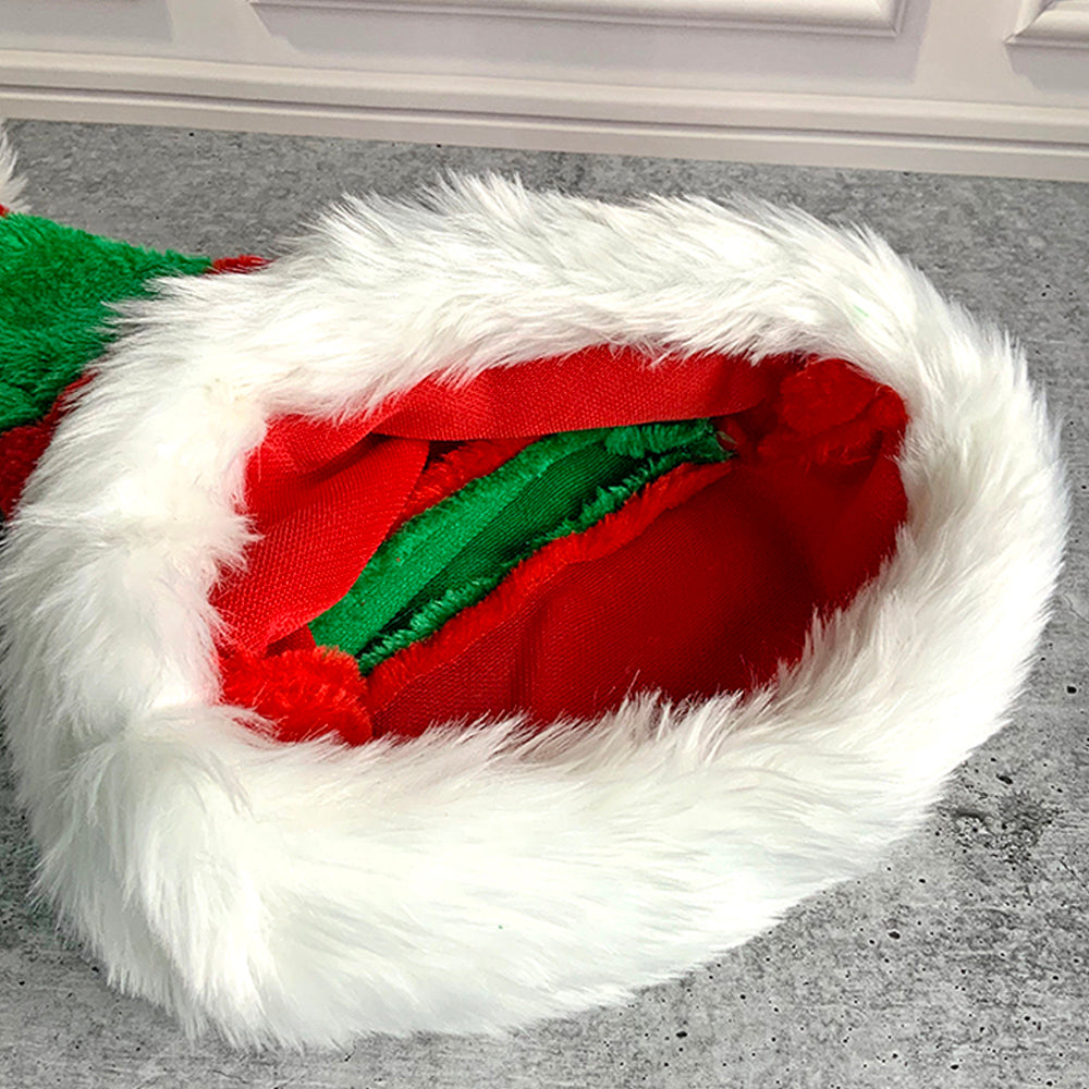 Green & Red Stripes Furry Velvet Christmas Party Hat