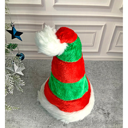 Green & Red Stripes Furry Velvet Christmas Party Hat