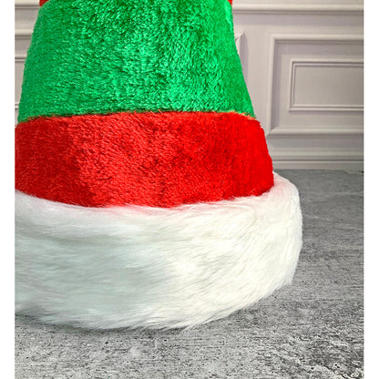 Green & Red Stripes Furry Velvet Christmas Party Hat