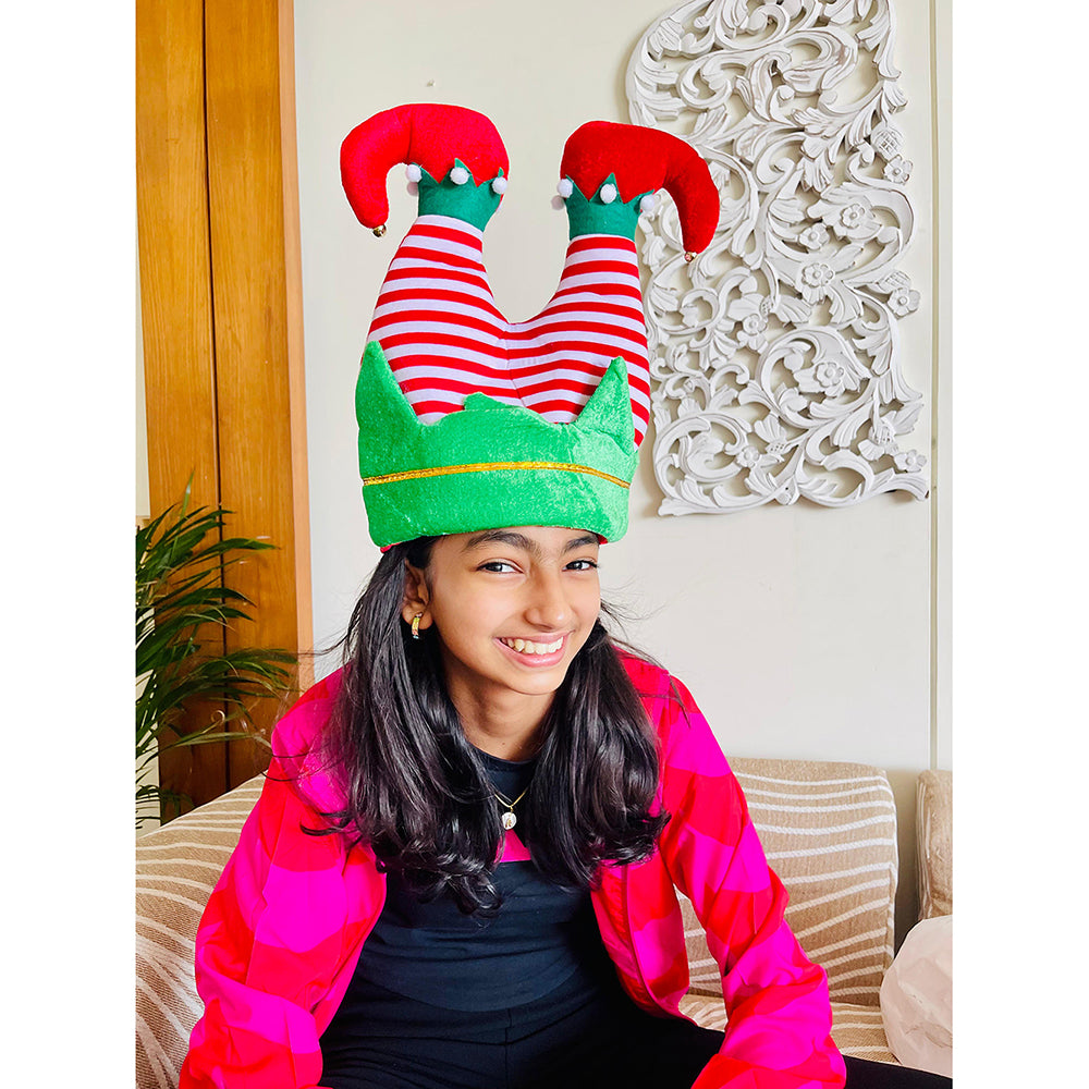 3d Inverted Elf Legs Plush Christmas Party Hat