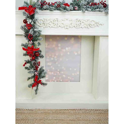 Berry & Bows themed Red & White Bushy Christmas garland with fillers, 6.5 feet