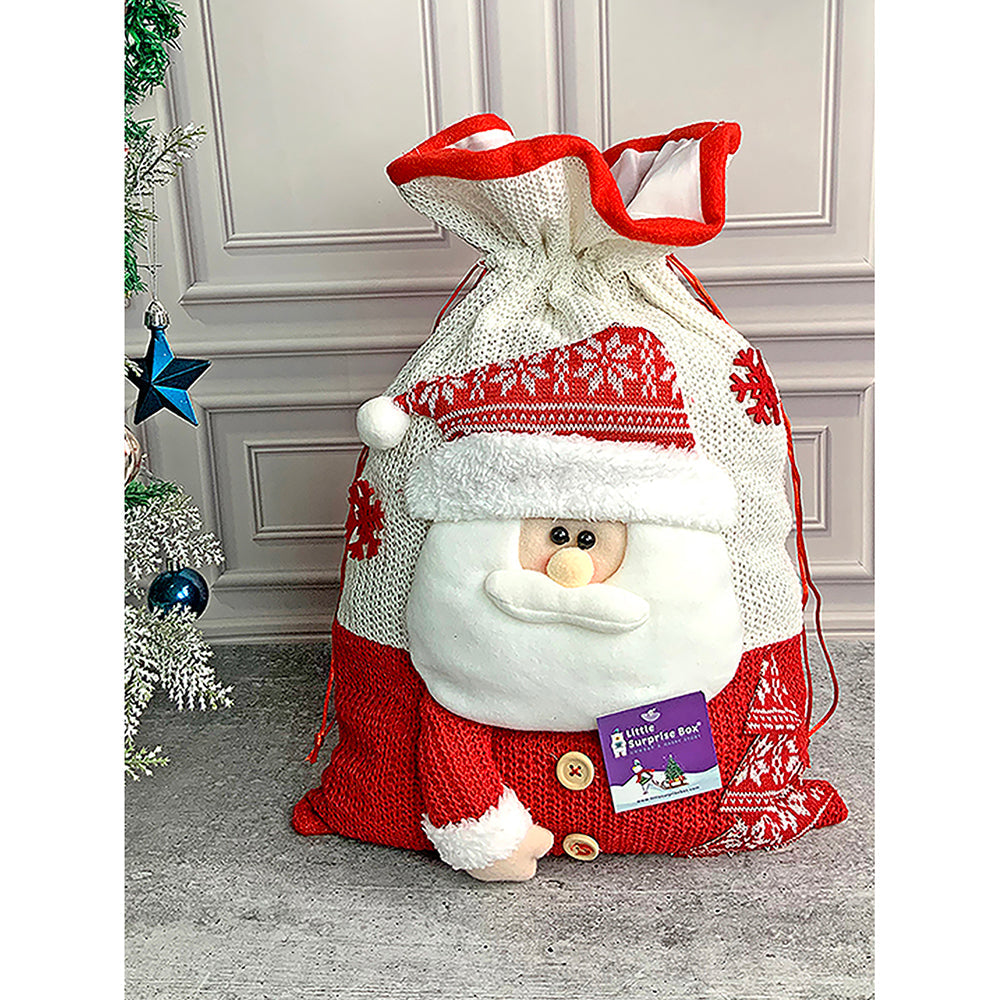 2 pcs set of Santa Pillow and Jute Gift sack for Christmas Décor