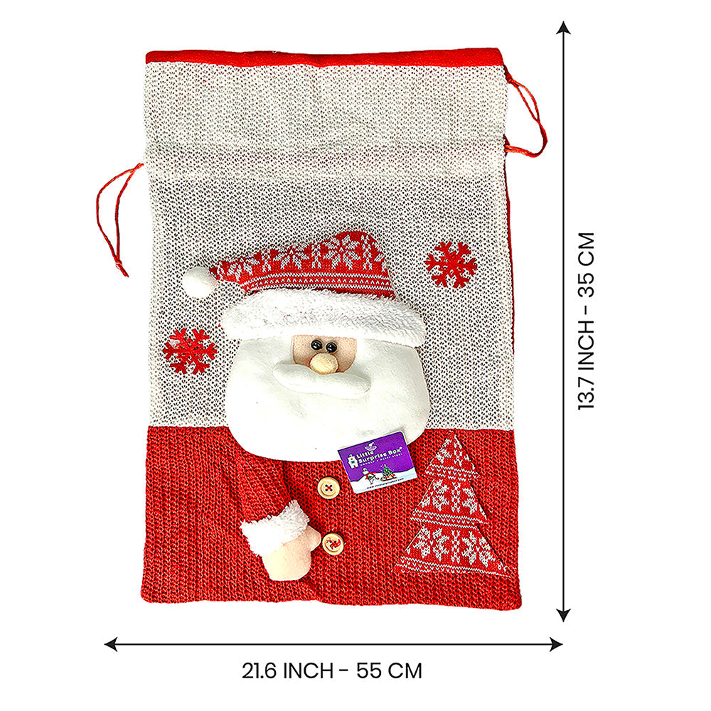 2 pcs set of Santa Pillow and Jute Gift sack for Christmas Décor