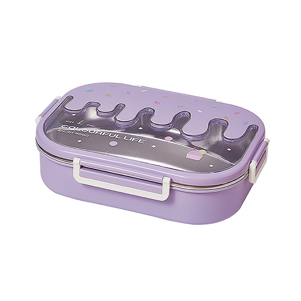 Little Surprise Box Purple Icecream Drip Big Size Stainless Steel Lunch Box with  for Kids & Adults, 1300ml