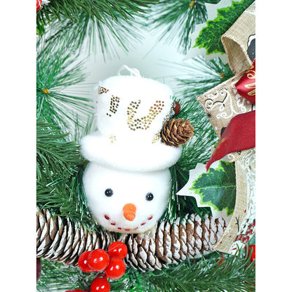 16 inches Double Bow Snowman Face Artificial Christmas wreath for Door Wall & Christmas Décor