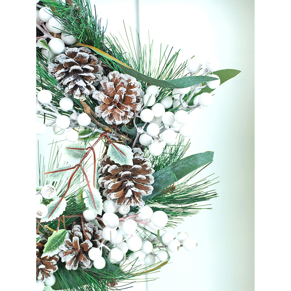 16 inches White Berries Artificial Christmas wreath for Door Wall & Christmas Décor