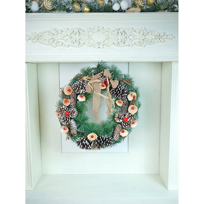 19 inches Mushroom Buds & Bushy Frosty Pinecone Artificial Christmas wreath for Door Wall & Christmas Décor