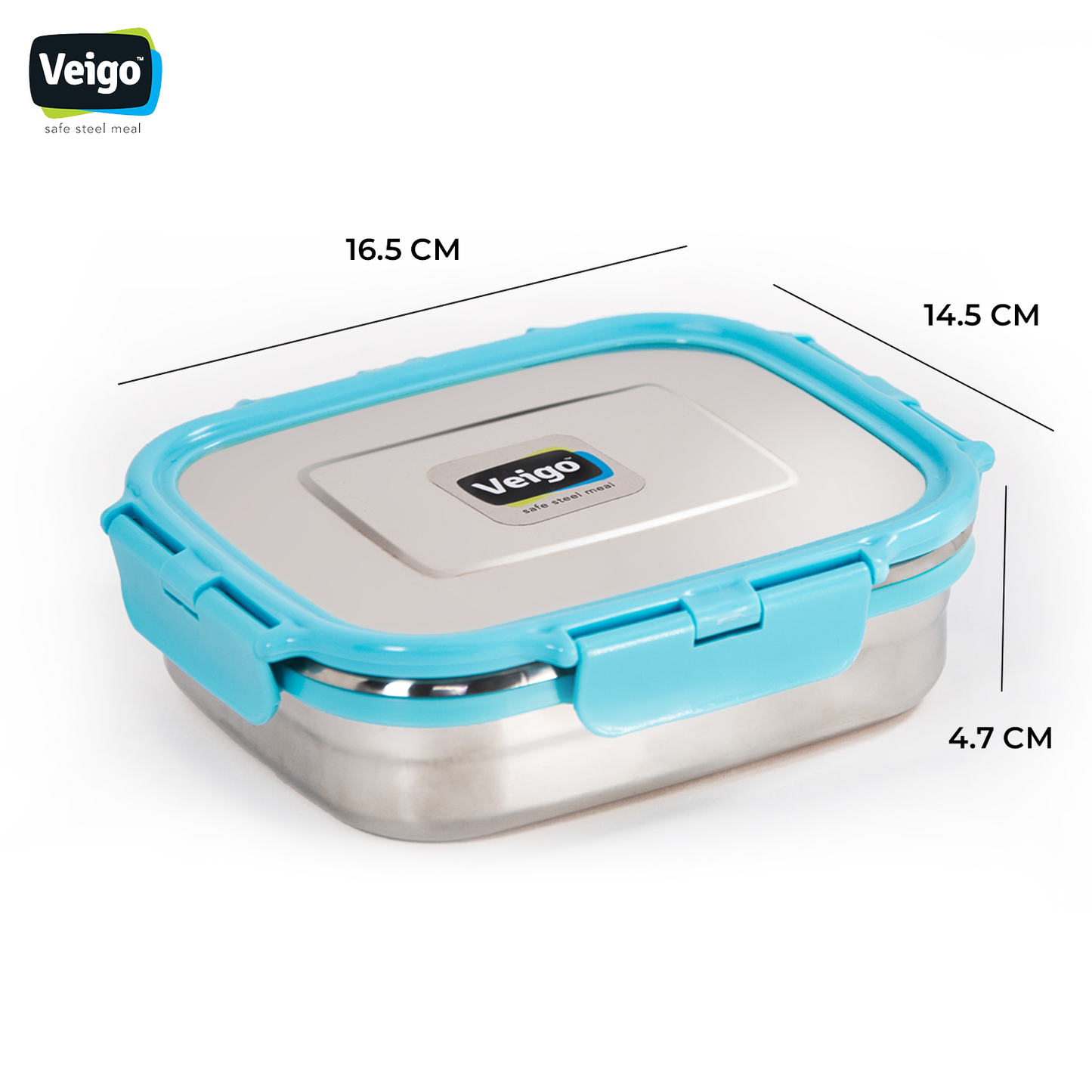 Veigo Large Stainless Steel Lunch Box - Aqua Blue + Pink | Limited Edition