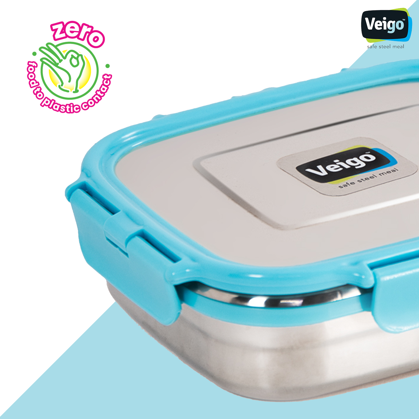 Veigo Large Stainless Steel Lunch Box - Aqua Blue + Pink | Limited Edition