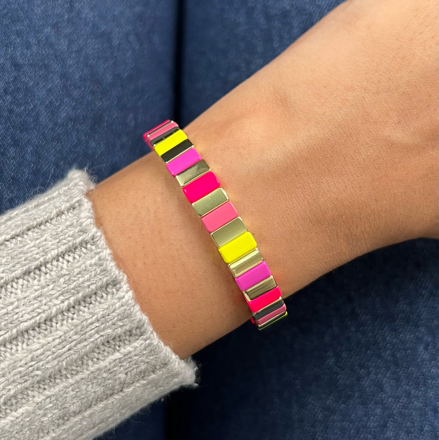 Classic Enamel Bracelet | Pop Pink & Yellow