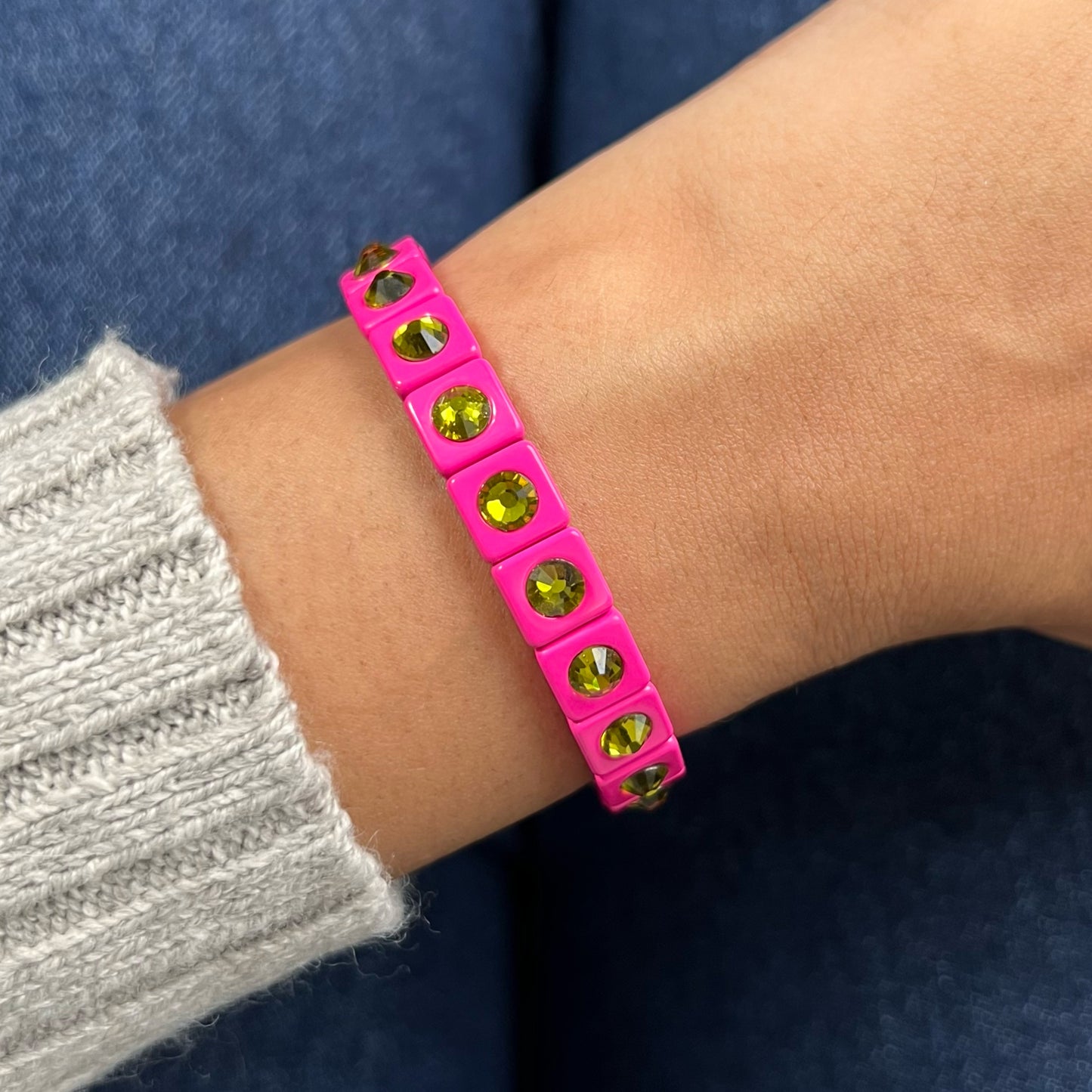 Bling Enamel Crystal Bracelet | Pop Pink