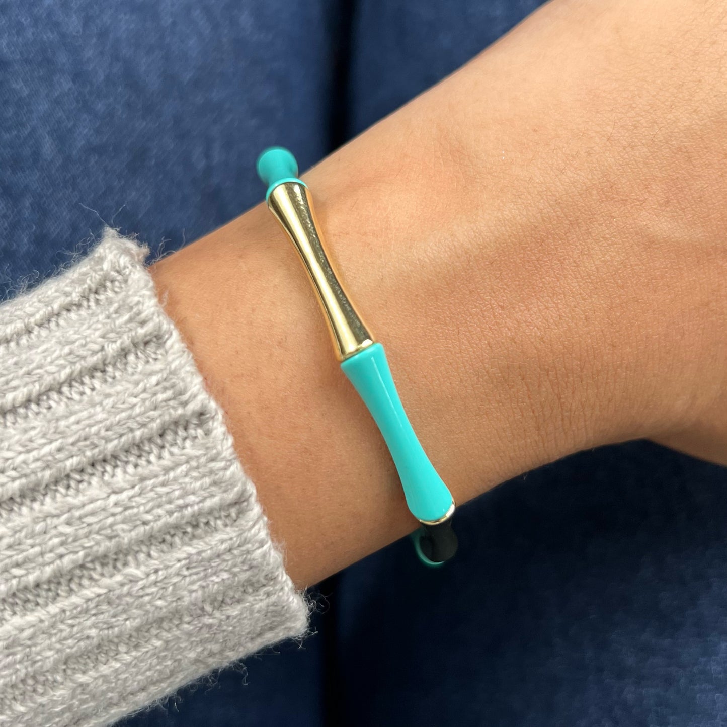 Bamboo Enamel Bracelet | Mint & Gold