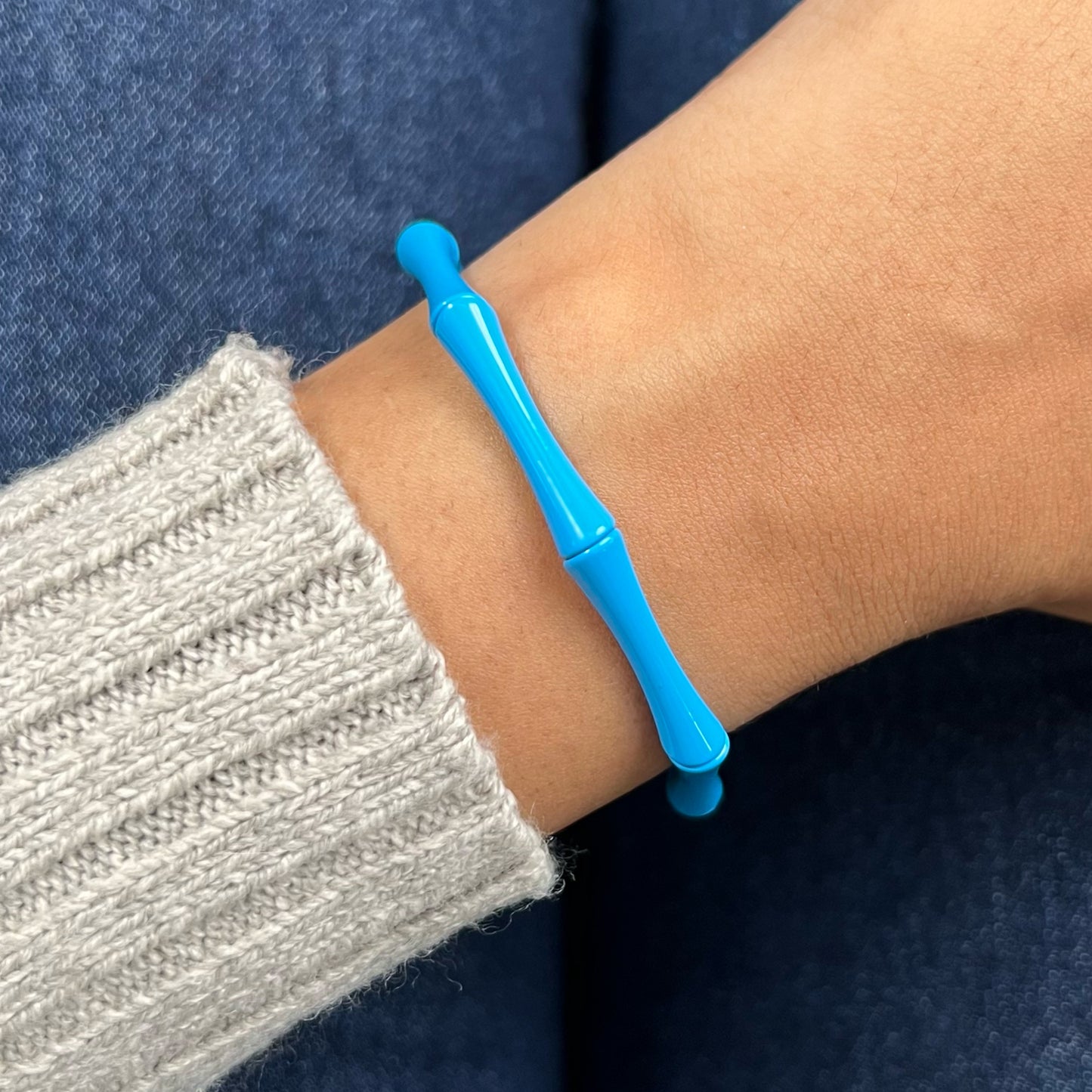 Bamboo Enamel Bracelet | Pop Blue