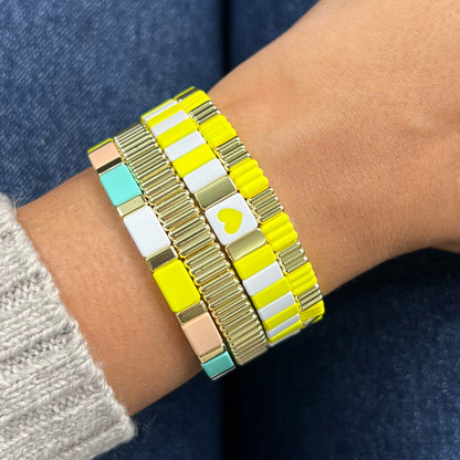 Groovy Enamel Bracelet | Pop Yellow | Thin