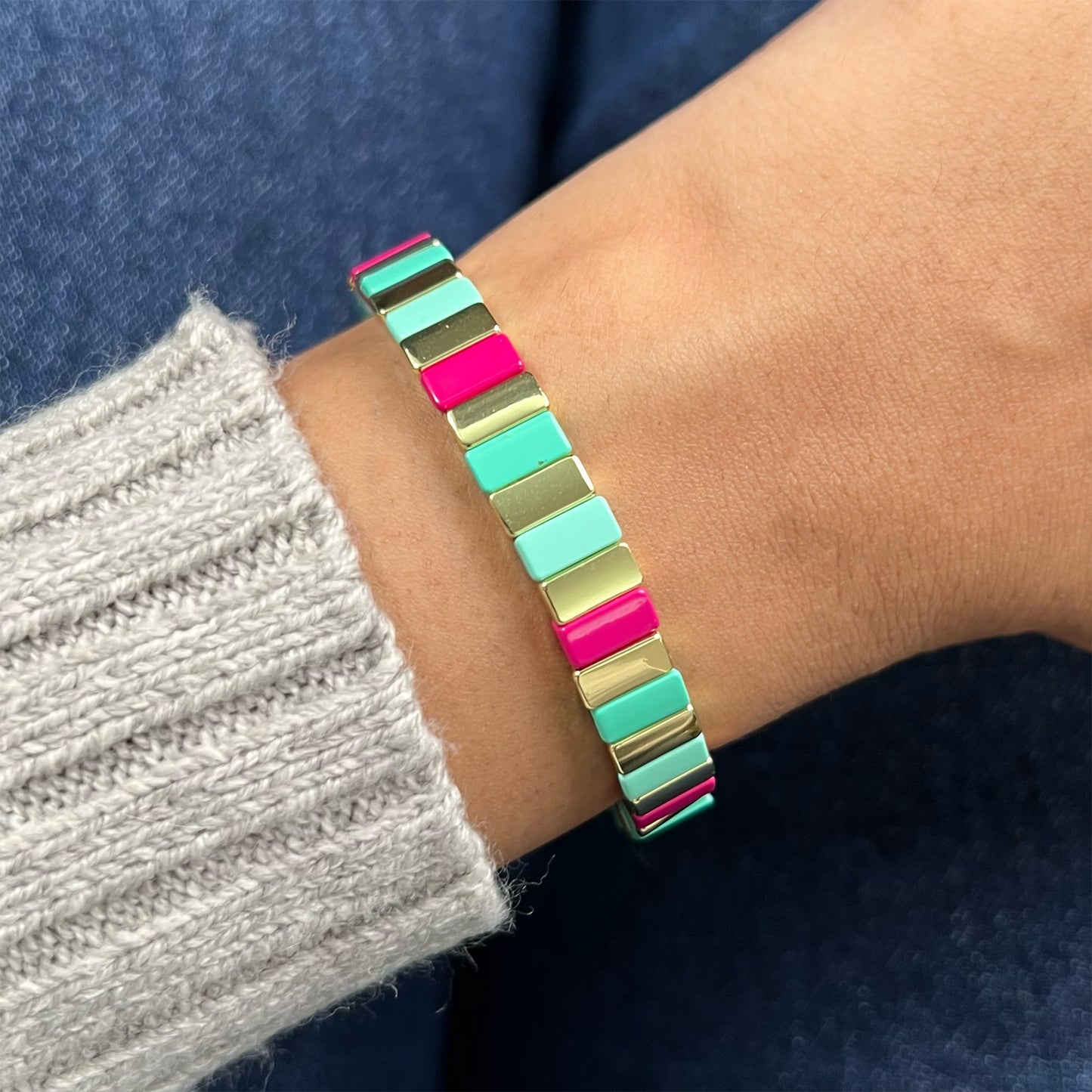 Classic Enamel Bracelet | Magenta & Mint