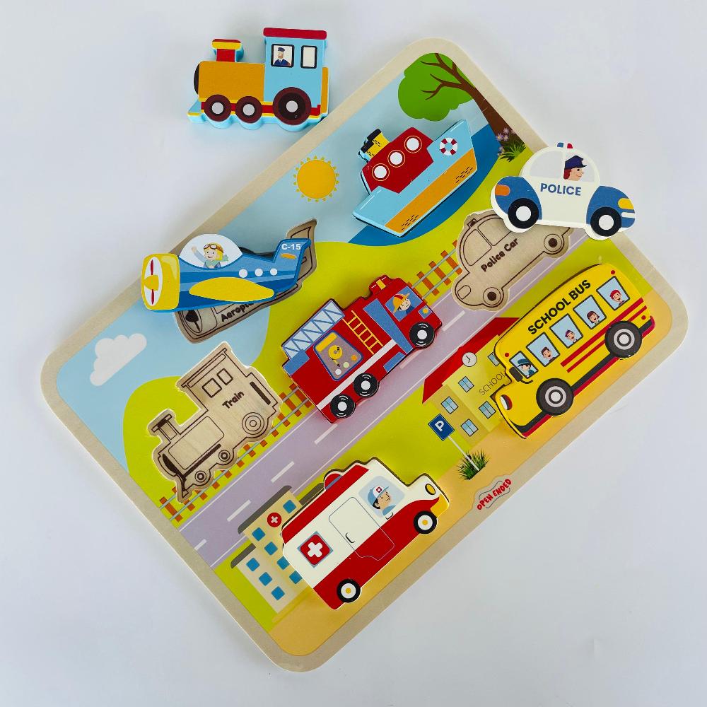 Open Ended Chunky Puzzle New Design - Vehicles-Puzzles-Open Ended-Toycra