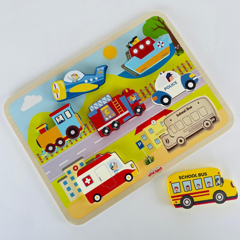 Open Ended Chunky Puzzle New Design - Vehicles-Puzzles-Open Ended-Toycra