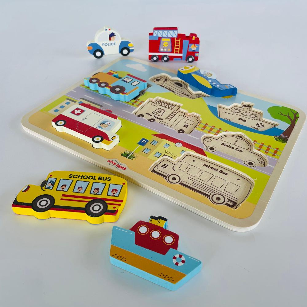 Open Ended Chunky Puzzle New Design - Vehicles-Puzzles-Open Ended-Toycra