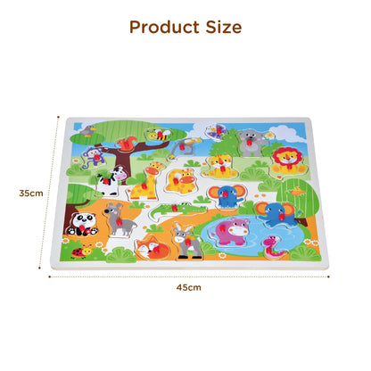 Open Ended Giant Peg Puzzle - Jungle Animals-Puzzles-Open Ended-Toycra