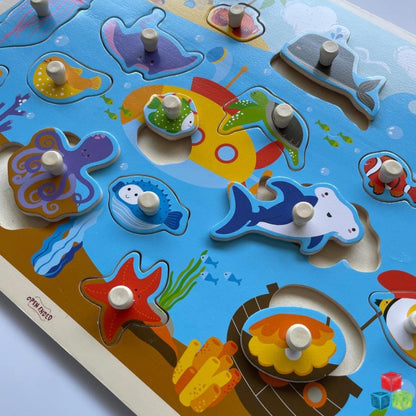 Open Ended Giant Peg Puzzle - Sea Animals-Puzzles-Open Ended-Toycra