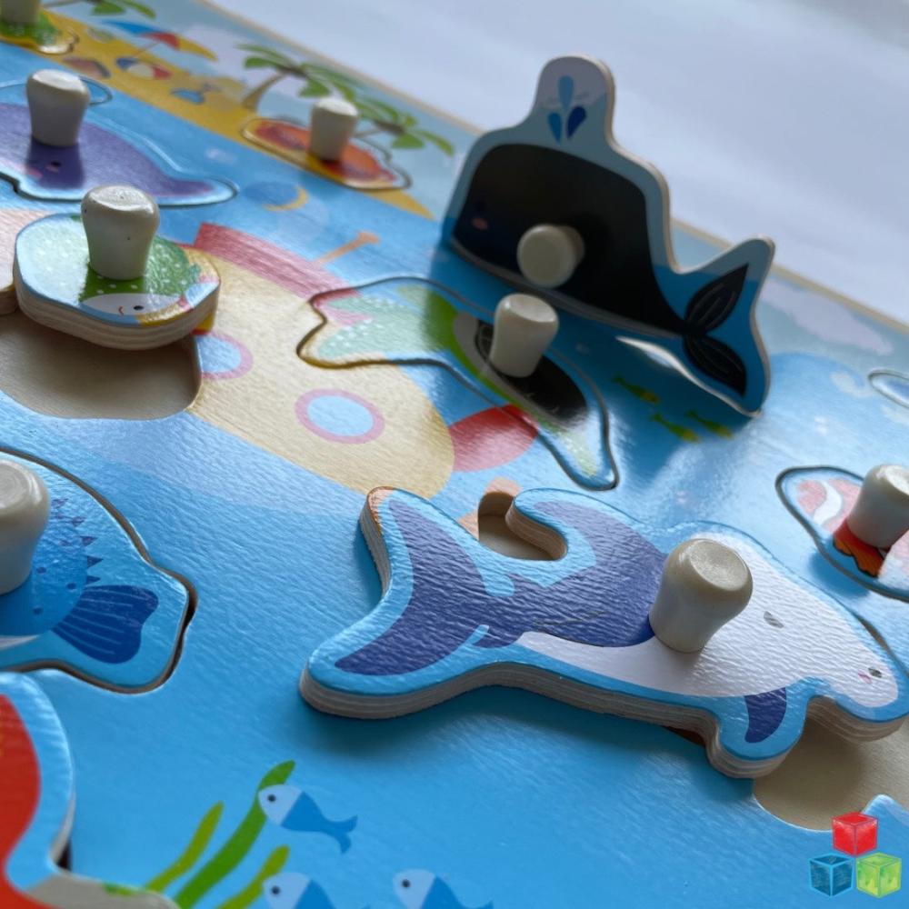 Open Ended Giant Peg Puzzle - Sea Animals-Puzzles-Open Ended-Toycra