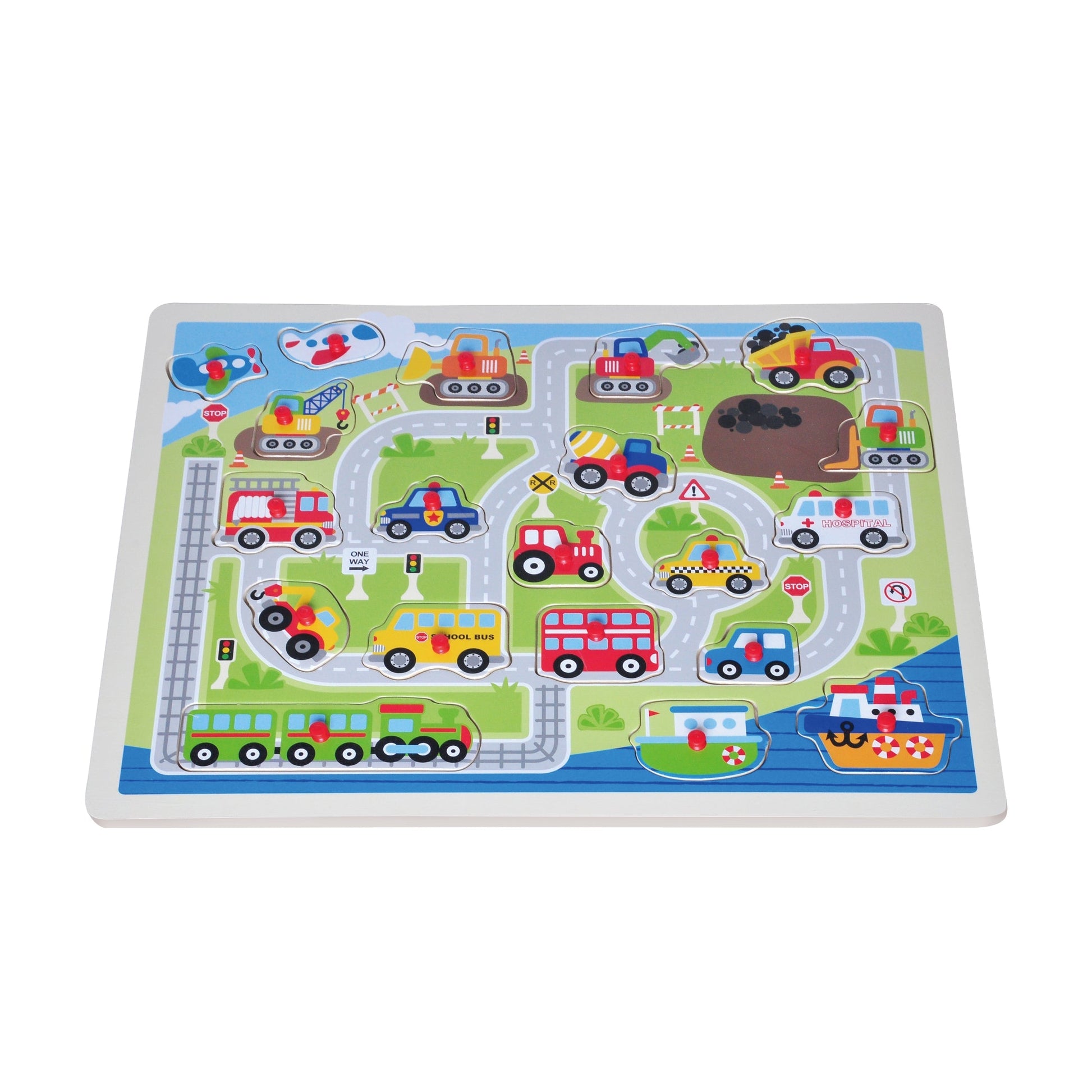 Open Ended Giant Peg Puzzle - Vehicles-Puzzles-Open Ended-Toycra