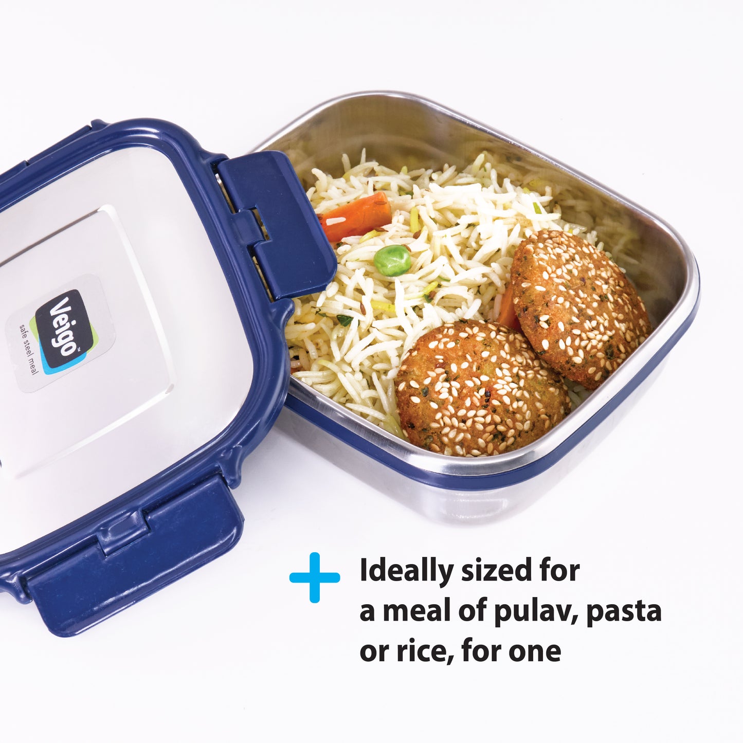 Veigo Large Stainless Steel Lunch Box - Navy Blue | Rainbow Limited Edition