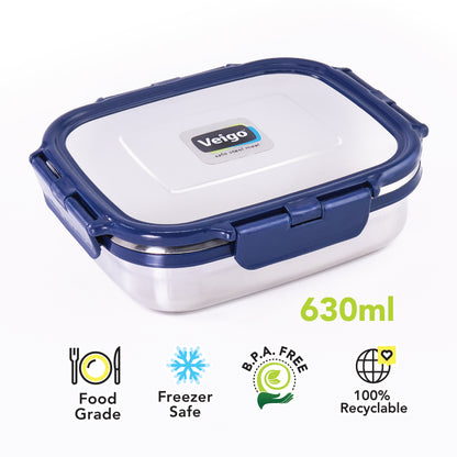 Veigo Large Stainless Steel Lunch Box - Navy Blue | Rainbow Limited Edition