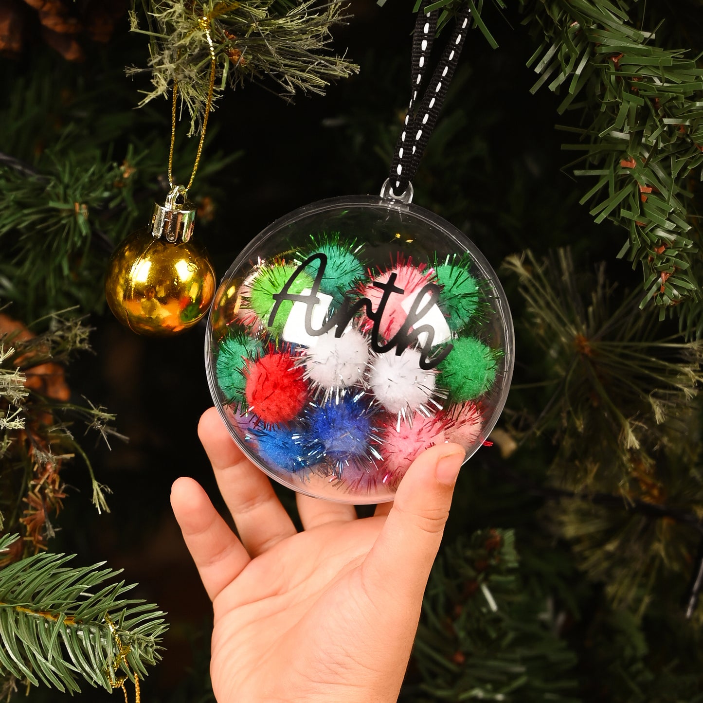 Personalised Ornament Globe | Pom Poms