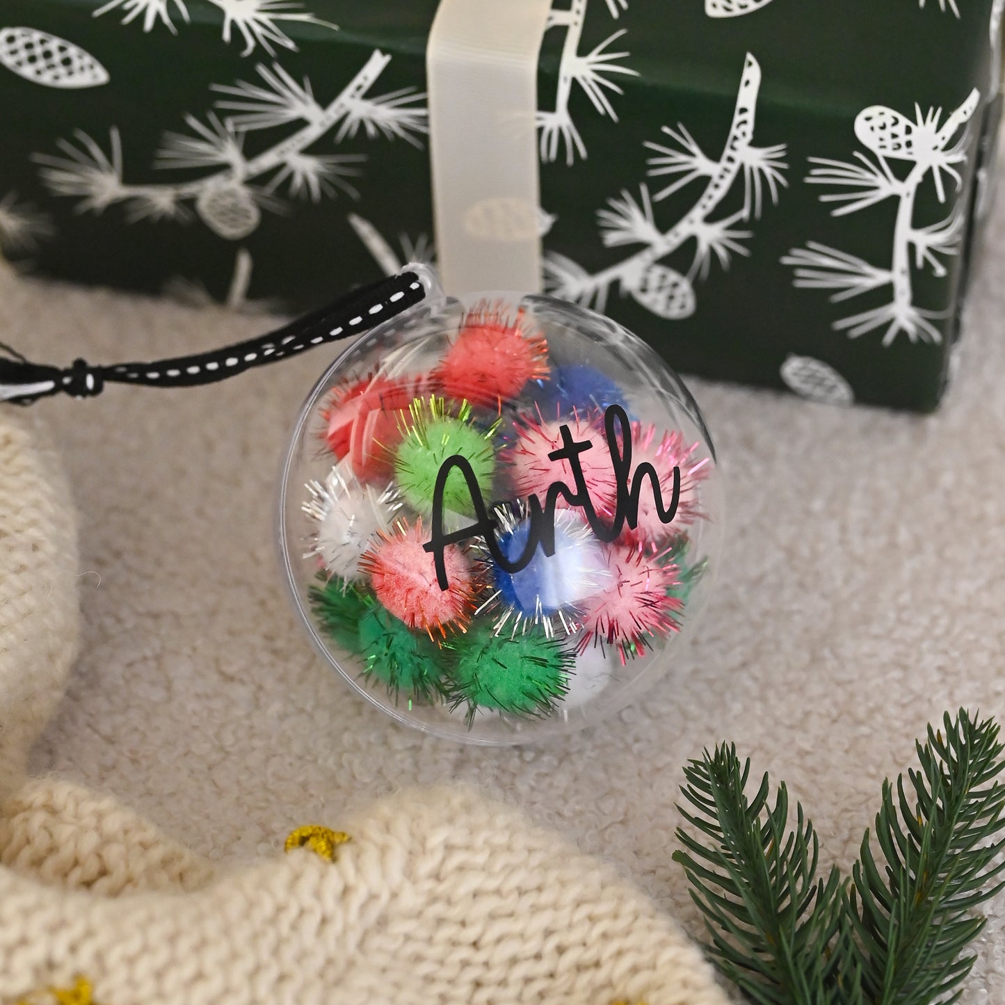 Personalised Ornament Globe | Pom Poms