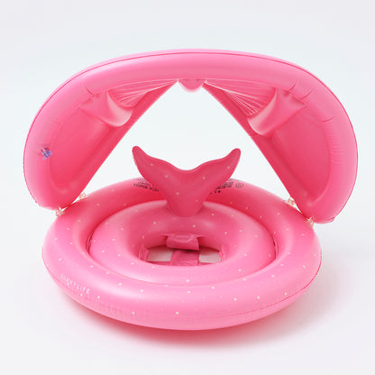 SUNNYLiFE pink color inflatable Baby Float with canopy Ocean Treasure Rose