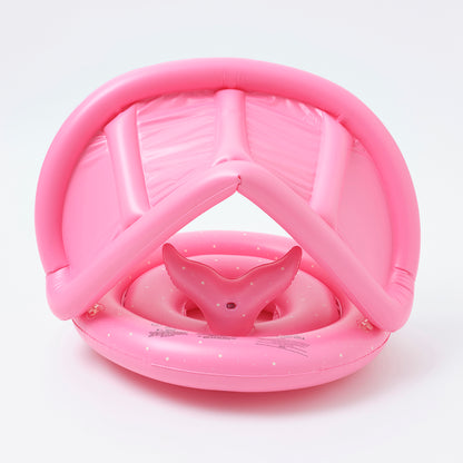 SUNNYLiFE pink color inflatable Baby Float with canopy Ocean Treasure Rose