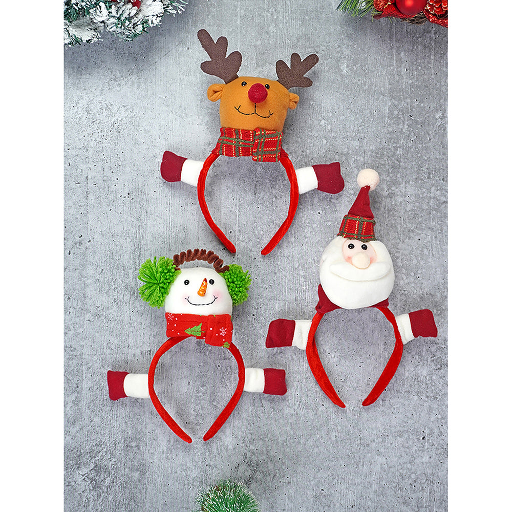 3pcs set of 3d Santa, snowman & Reindeer Christmas Hairband for kids and Adults