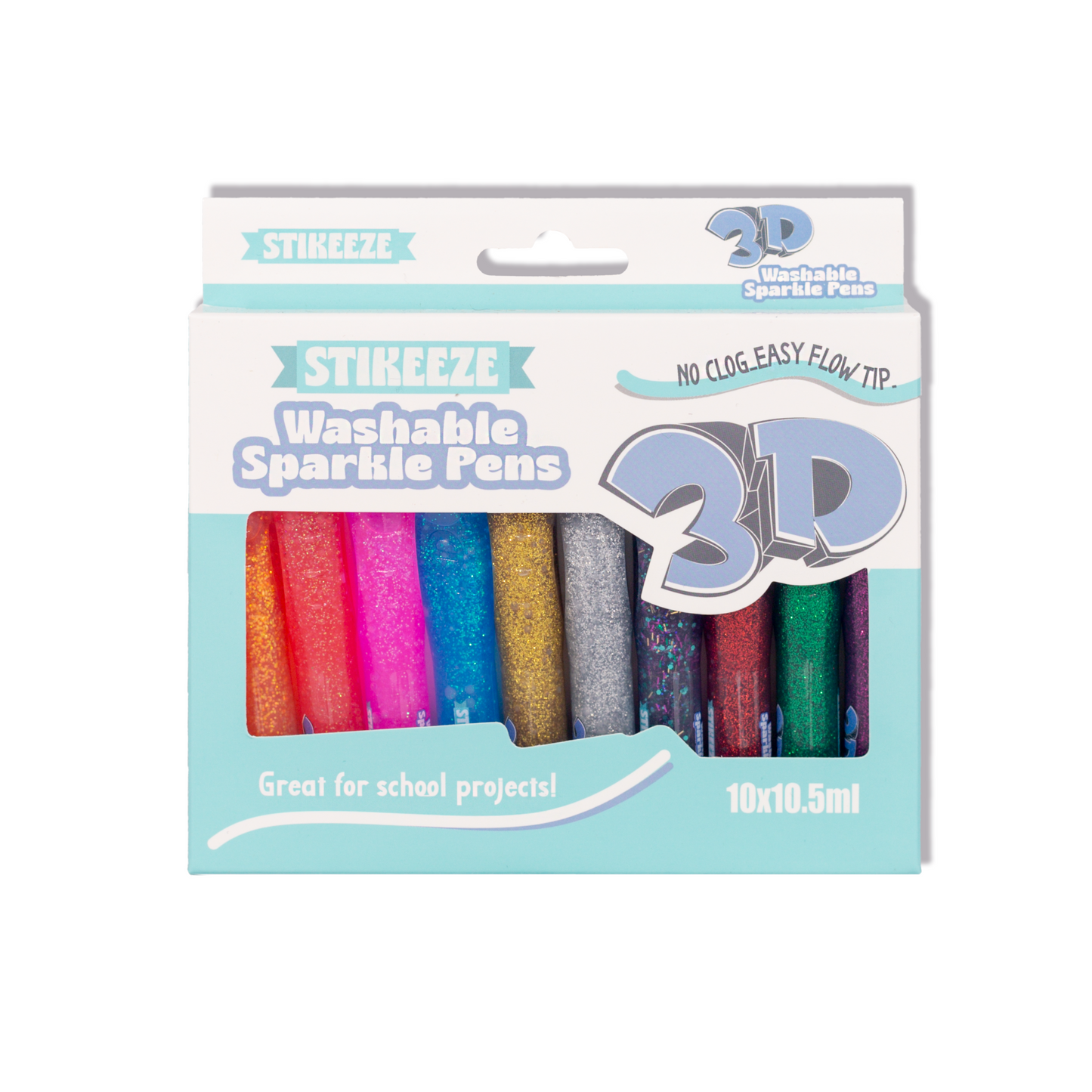 Stikeeze 3D Glitter Glue Pens | Set of 10 Colours