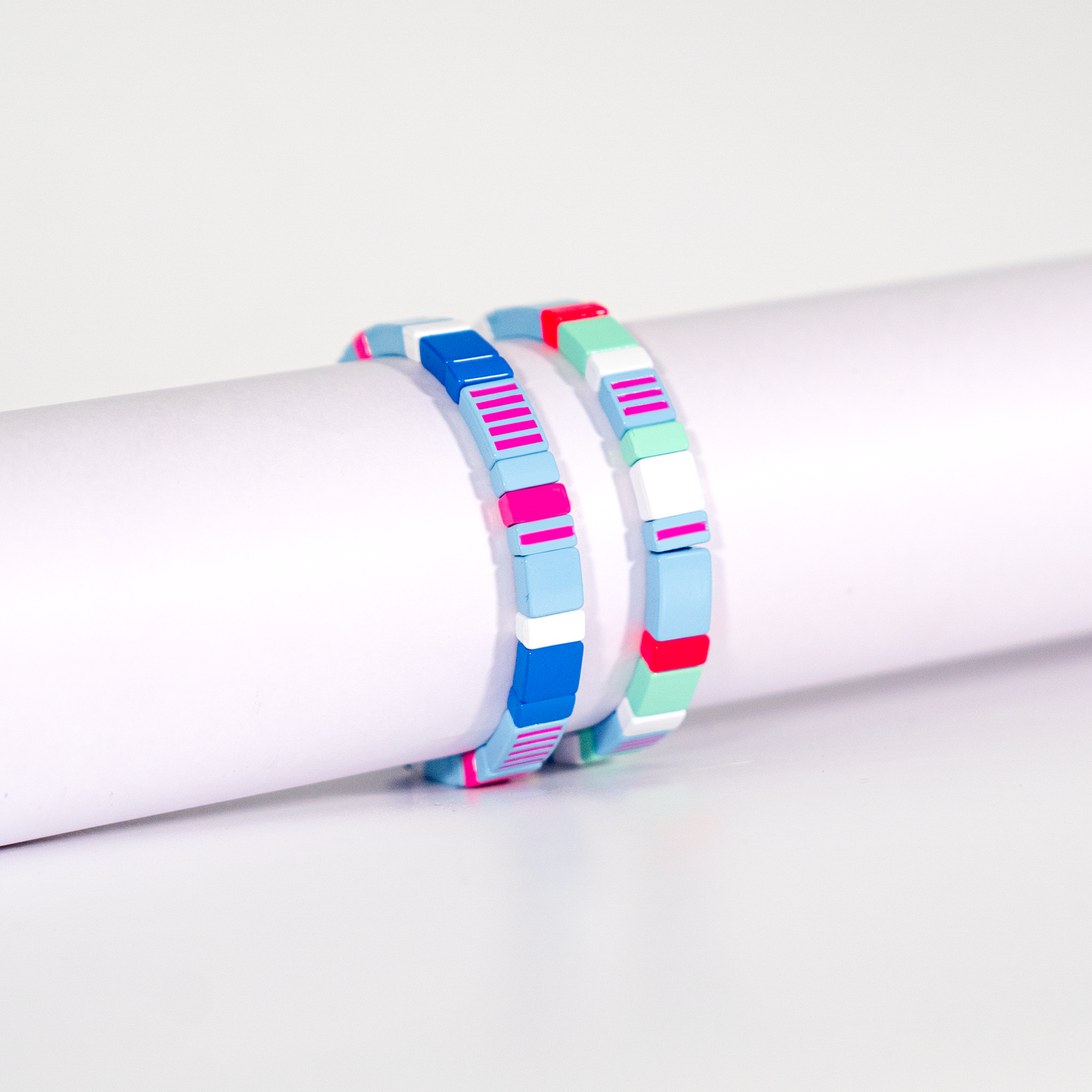 Candy Striped Enamel Bracelet | Blue