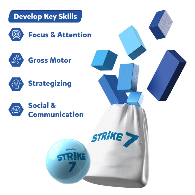 Skillmatics Block Game: Strike 7! | Strategic Game of Knocking Down & Building Up