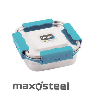 Veigo Maxosteel Medium Lunch Box - Aqua Blue+Pink | Limited Edition