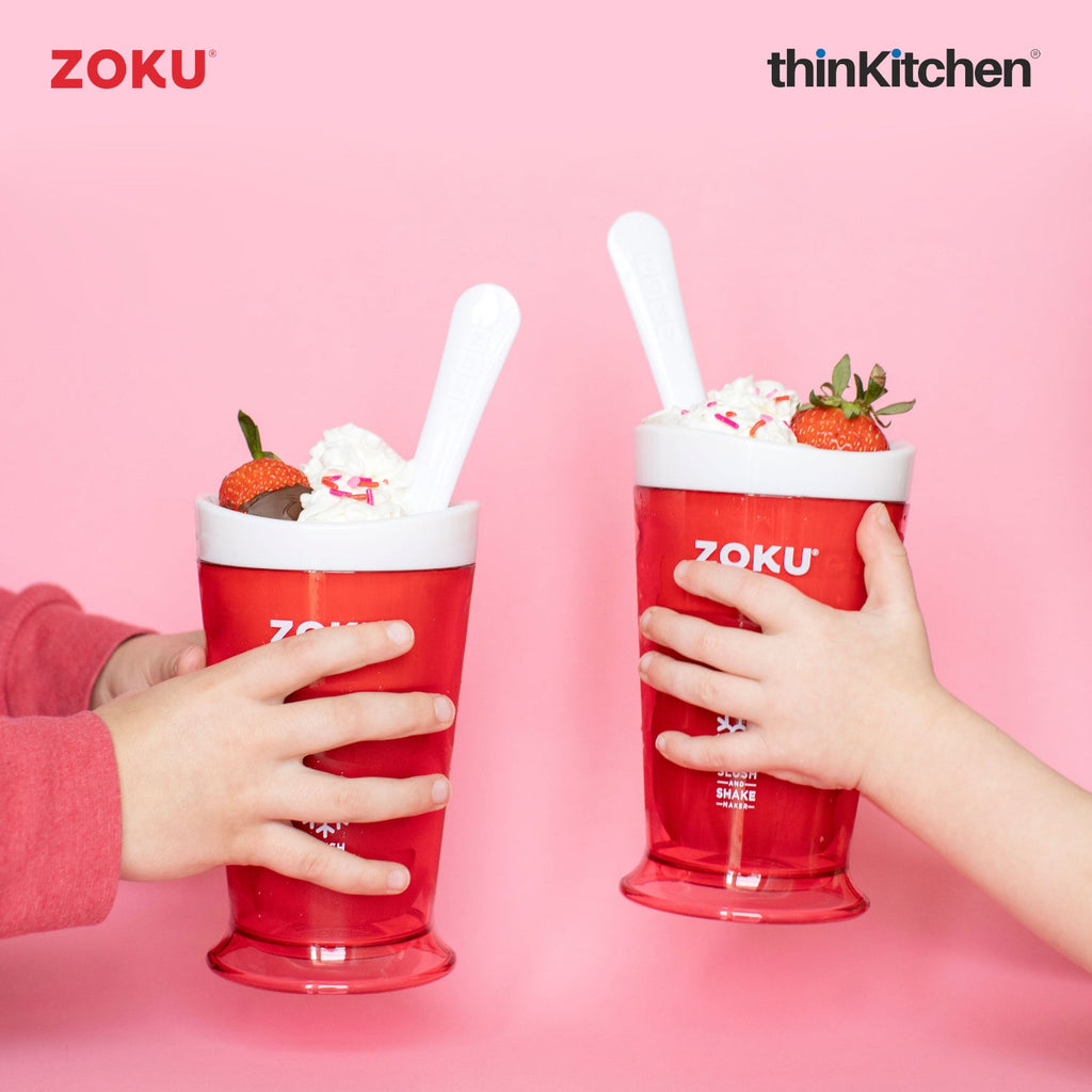 Zoku Slush and Shake Maker Compact Make and Serve Cup with Freezer Core Red  New